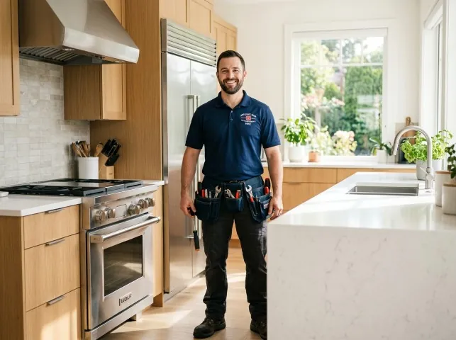 Appliance Repair Hero technician in a Ackley, IA kitchen after an appliance repair